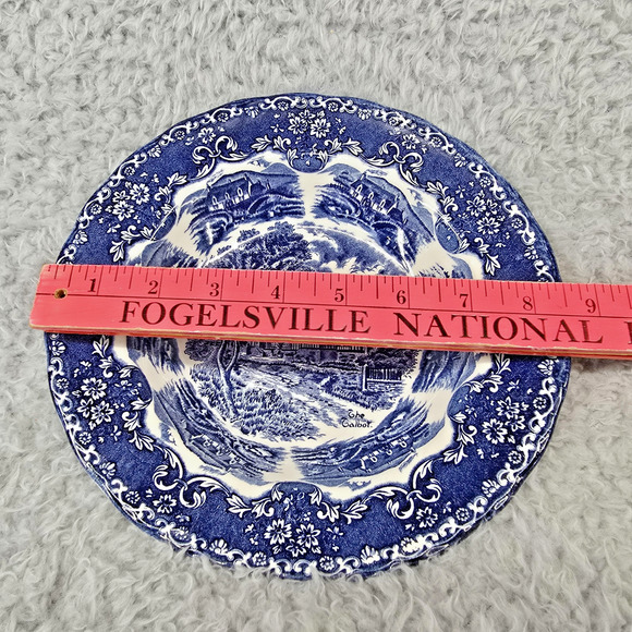 Vintage Grindley Staffordshire Plate Dessert Blue Talbot English Country Inns - Picture 2 of 12